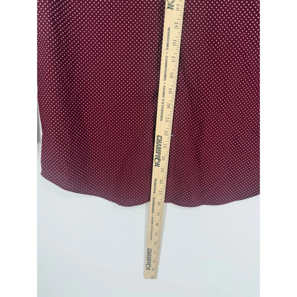 Banana Republic Mens Slim Fit Non-Iron Cotton Burgundy Polka Dot Dress Shirt M